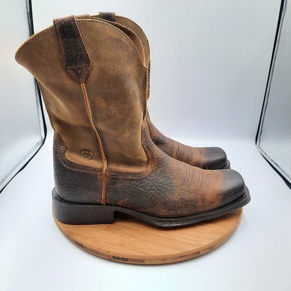 Ariat Rambler Mens 11.5 Boots Earth Brown Bomber Leather Western Cowboy Pull On